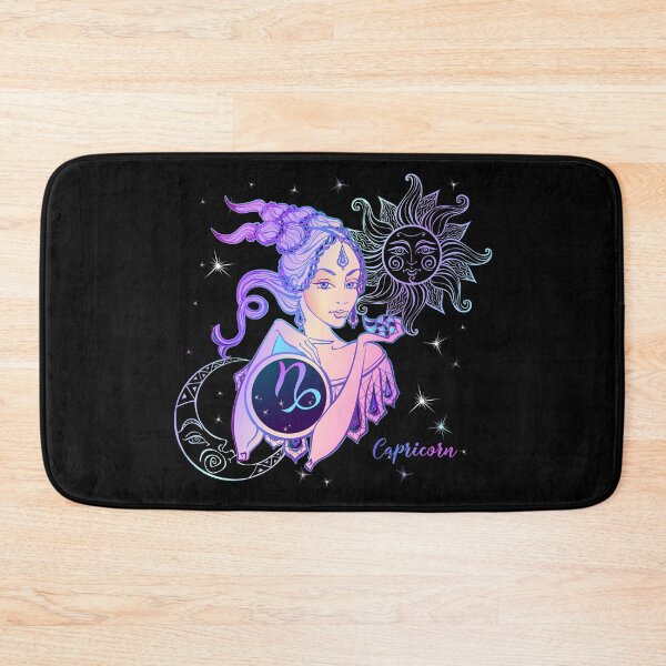 Item preview, Capricorn Zodiac Neon Lady With Sun and Crescent Moon designed and sold by Trinket-Trickster.