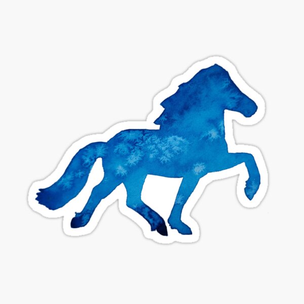 Aperçu de l'œuvre Cheval d'allure aquarelle bleu créée et vendue par MotherOfBears.