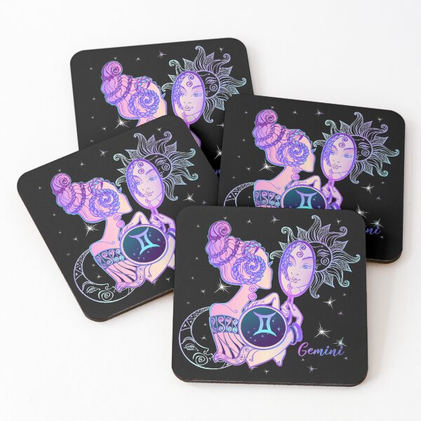 Item preview, Gemini Zodiac Neon Lady With Sun and Crescent Moon designed and sold by Trinket-Trickster.