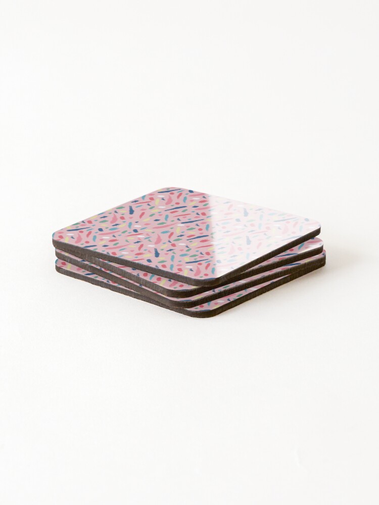 Thumbnail 4 of 5, Coasters (Set of 4), Pink Ranbow Paint Small Scale designed and sold by LozzaElizabeth.