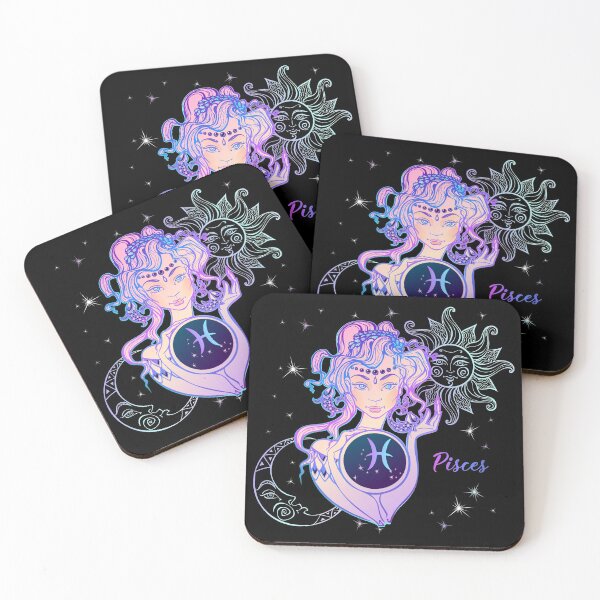 Item preview, Pisces Zodiac Neon Lady With Sun and Crescent Moon designed and sold by Trinket-Trickster.