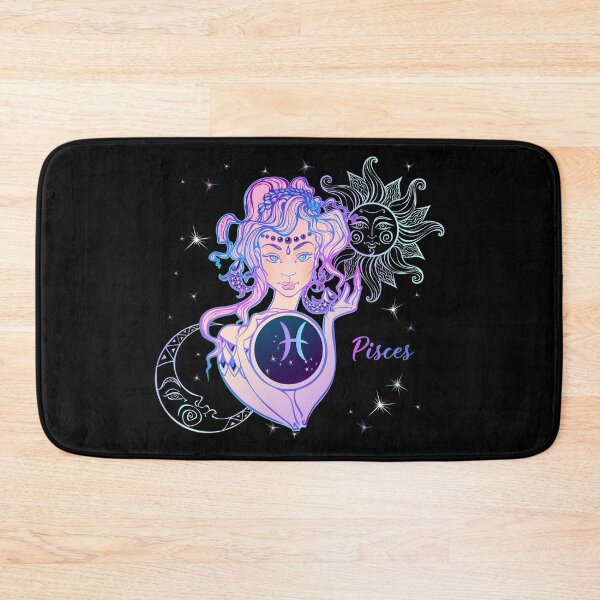 Item preview, Pisces Zodiac Neon Lady With Sun and Crescent Moon designed and sold by Trinket-Trickster.
