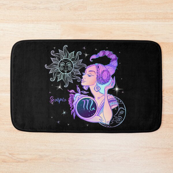 Item preview, Scorpio Zodiac Neon Lady With Sun and Crescent Moon designed and sold by Trinket-Trickster.
