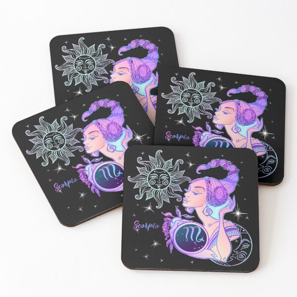 Item preview, Scorpio Zodiac Neon Lady With Sun and Crescent Moon designed and sold by Trinket-Trickster.