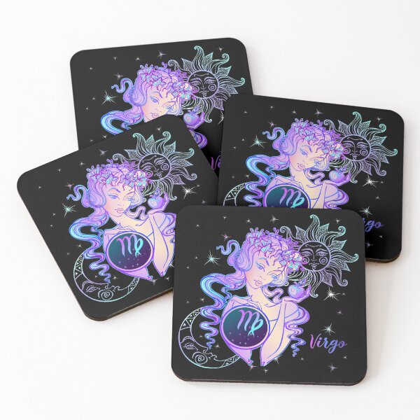 Item preview, Virgo Zodiac Neon Lady With Sun and Crescent Moon designed and sold by Trinket-Trickster.