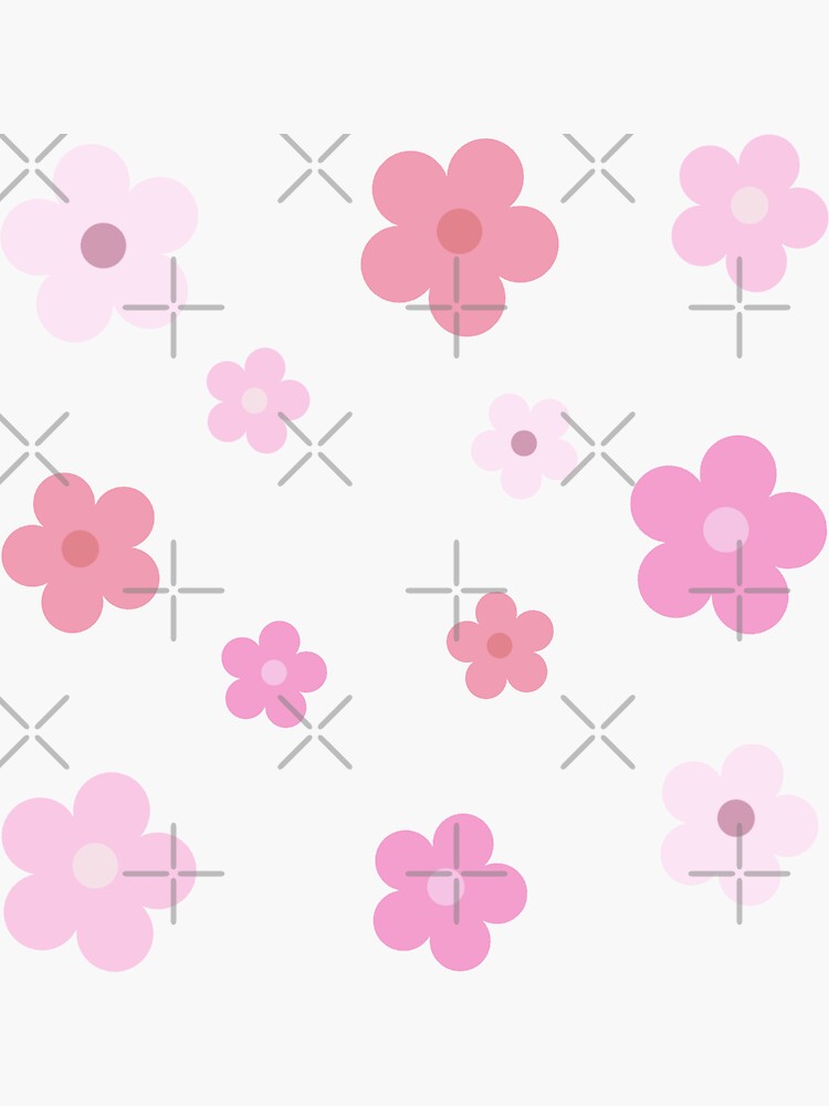 Thumbnail 3 of 3, Sticker, pink flowers designed and sold by foIkIore.