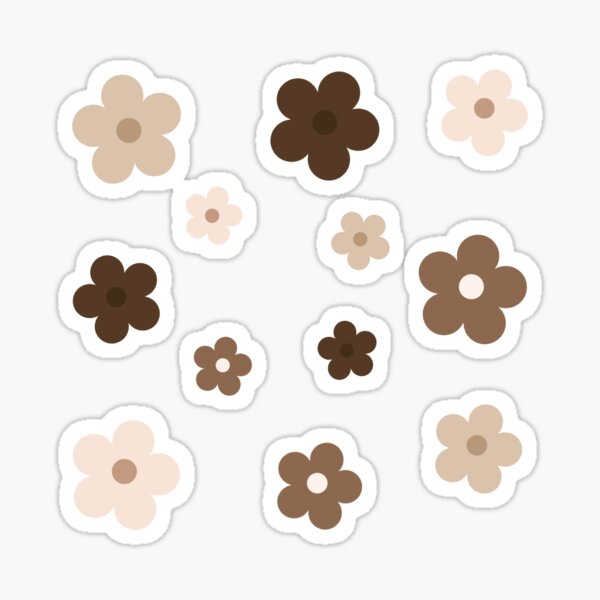 brown beige nude aesthetic flowers Sticker for Sale by