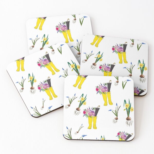Item preview, Yellow wellies and spring flowers designed and sold by orangerinka.
