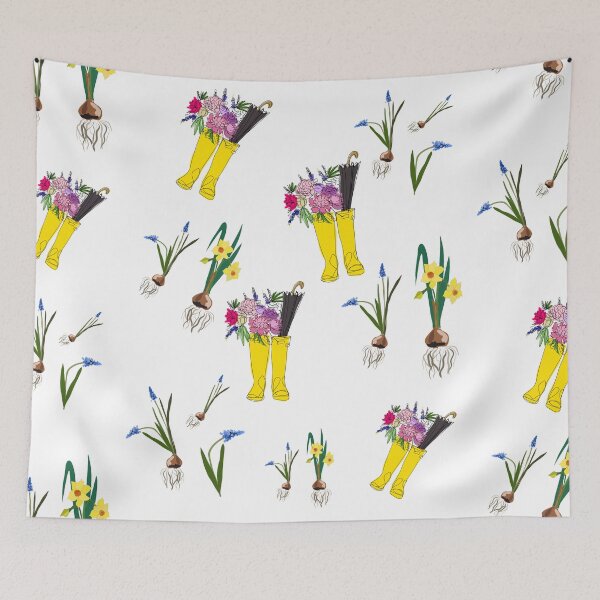 Item preview, Yellow wellies and spring flowers designed and sold by orangerinka.