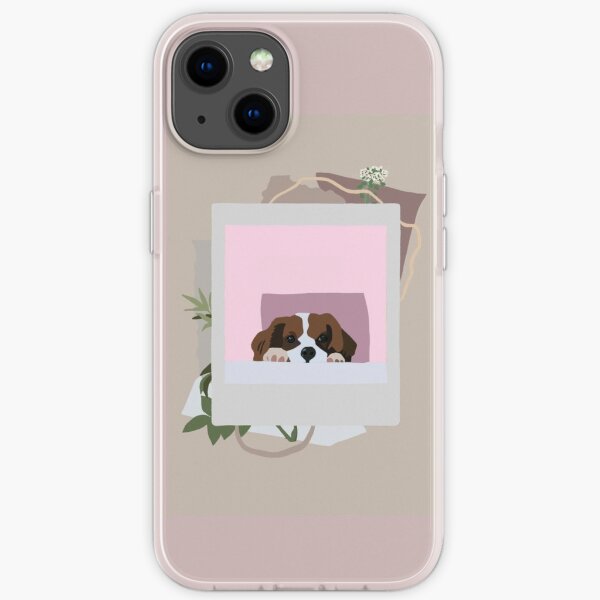 "aesthetic polaroid frame with cute dog pic" iPhone Soft Case