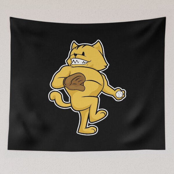Item preview, Cat at Baseball with Catch glove designed and sold by Snabdesign84.