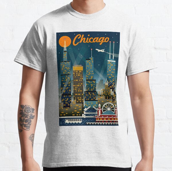"CHICAGO" Vintage Travel Advertising Print Classic T-Shirt
