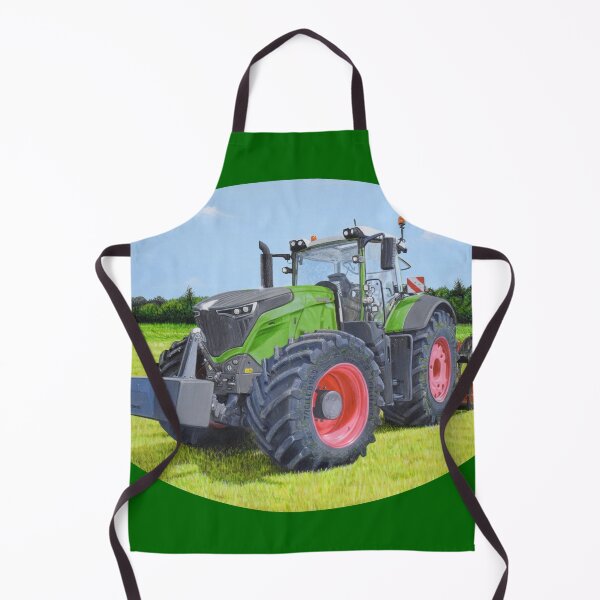Grüner Traktor im Feld (grüner Hintergrund) Schürze