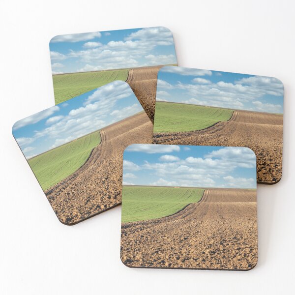 Item preview, plowed field and young green wheat landscape  designed and sold by goceris.