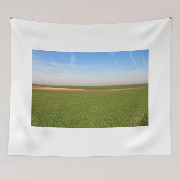 Item preview, Young green wheat field landscape  designed and sold by goceris.