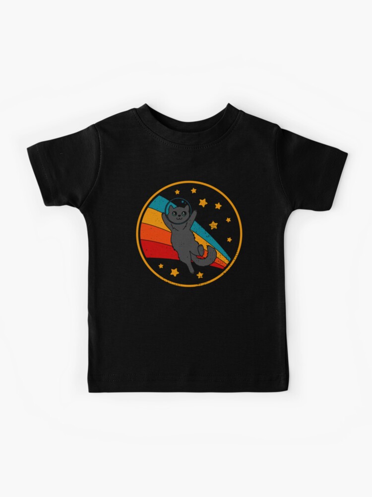 Cute Vintage Nebelung Cat Retro Space Cat Kids T-Shirt