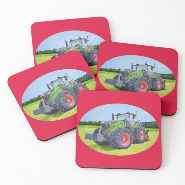Item preview, Green Tractor in Field (red) designed and sold by SandraWarmerdam.