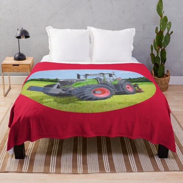 Item preview, Green Tractor in Field (red) designed and sold by SandraWarmerdam.