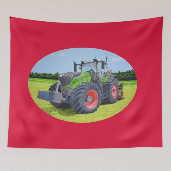Item preview, Green Tractor in Field (red) designed and sold by SandraWarmerdam.