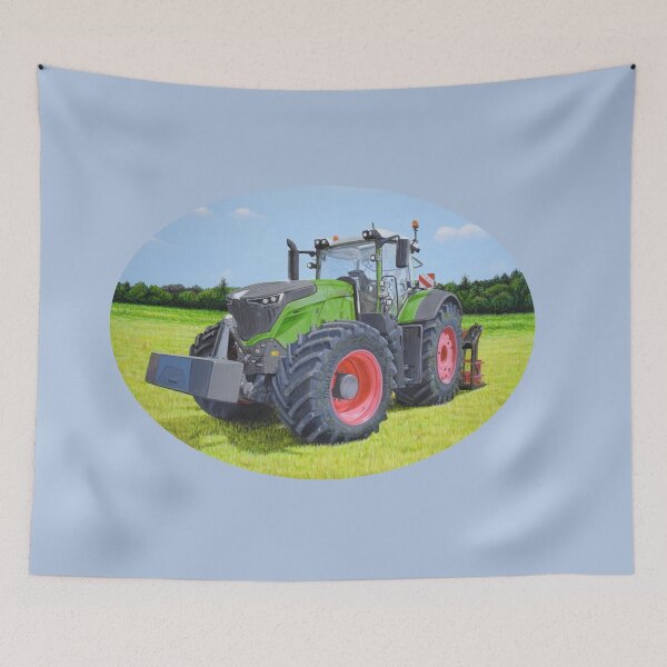 Item preview, Green Tractor in Field (blue) designed and sold by SandraWarmerdam.