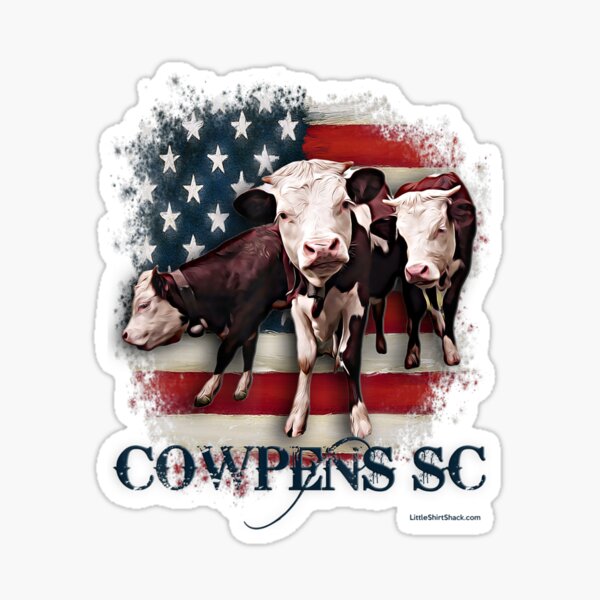 "Cowpens SC Cows Flag Mighty Moo Festival Patriotic American" Sticker