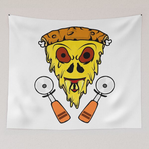 Item preview, Scary Cheesy Pizza Slice With Pizza Cutter designed and sold by vineeth.