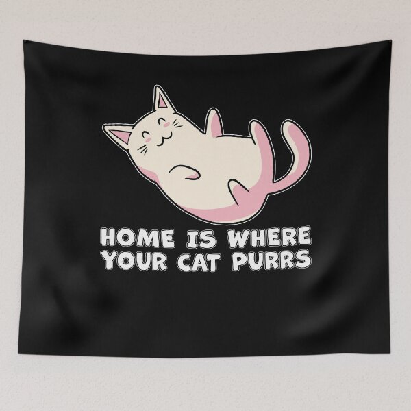 Aperçu de l'œuvre La maison est l'endroit où votre chat ronronne ronronnement Kitty Cute Cat Lover Anime créée et vendue par RJ-Art.