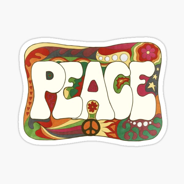 Vintage Psychedelic Peace and Love Sticker