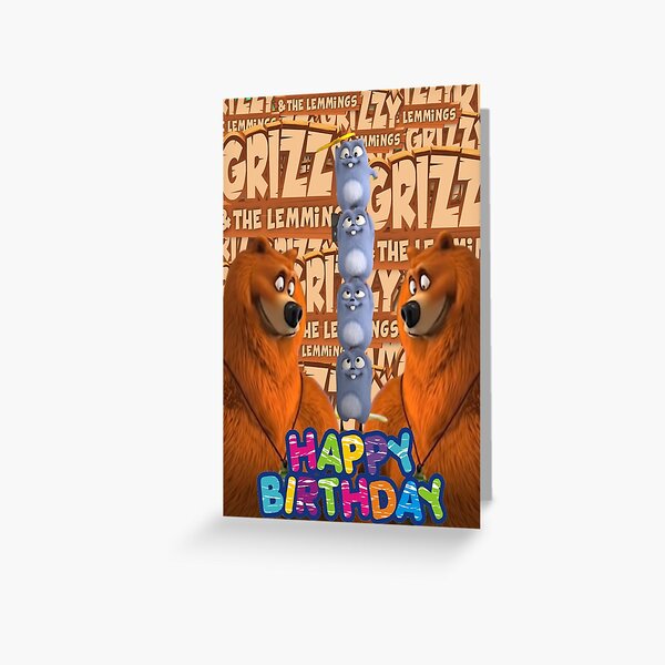 Carte d'anniversaire pour enfants Grizzy et les Lemmings Carte de vœux