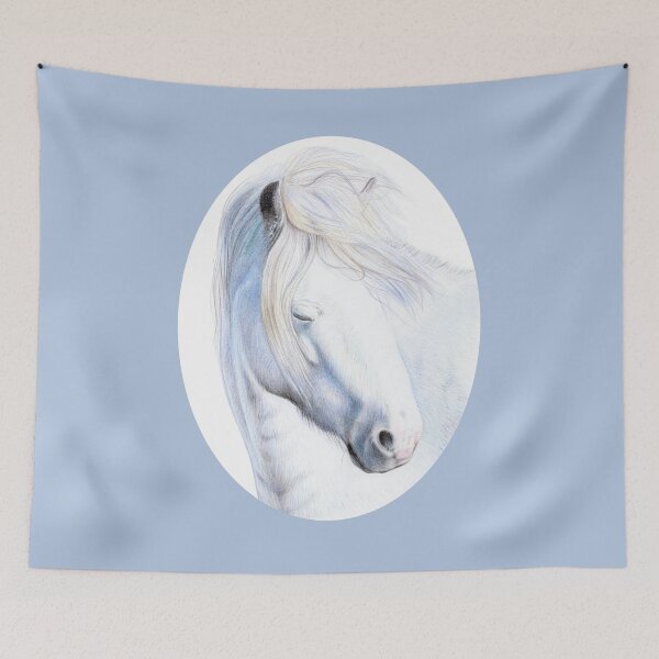 Item preview, Long Mynd Pony Pencil Drawing (blue) designed and sold by SandraWarmerdam.