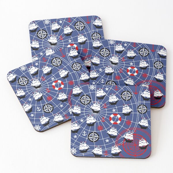 Item preview, Sailing Boat Pattern - nautical print with anchors and boats on blue background designed and sold by kapotka.