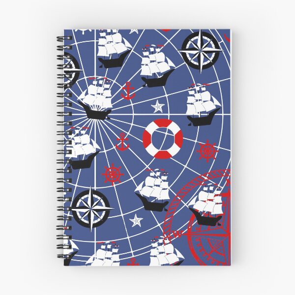 Item preview, Sailing Boat Pattern - nautical print with anchors and boats on blue background designed and sold by kapotka.