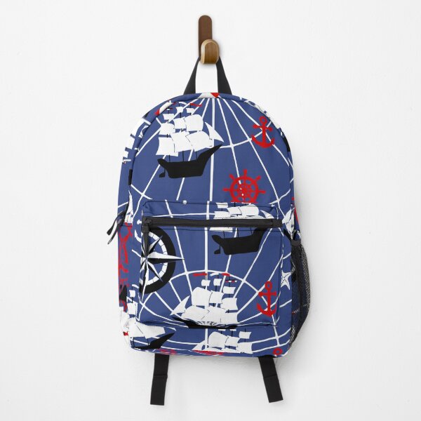Item preview, Sailing Boat Pattern - nautical print with anchors and boats on blue background designed and sold by kapotka.