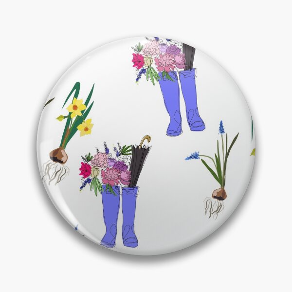Item preview, Blue rain boots and spring flowers designed and sold by orangerinka.