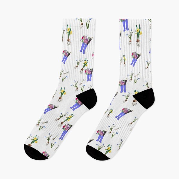 Item preview, Blue rain boots and spring flowers designed and sold by orangerinka.