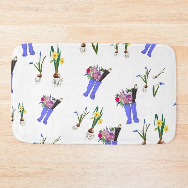 Item preview, Blue rain boots and spring flowers designed and sold by orangerinka.