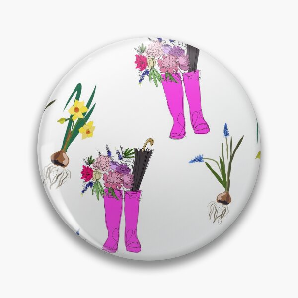 Item preview, Pink rain boots and spring flowers designed and sold by orangerinka.