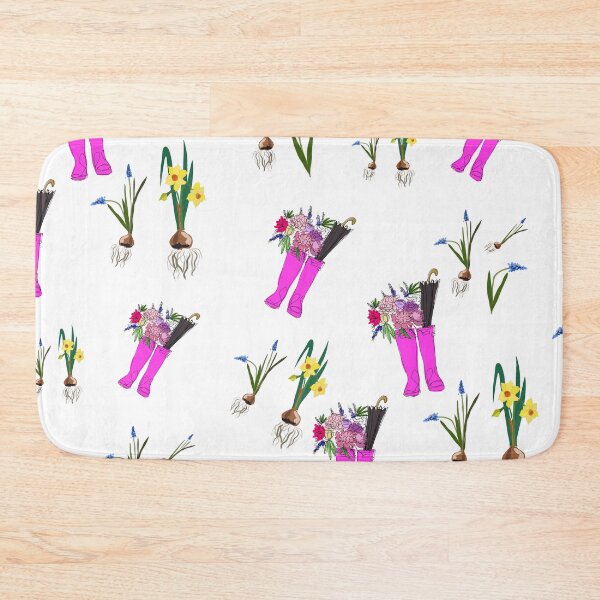 Item preview, Pink rain boots and spring flowers designed and sold by orangerinka.