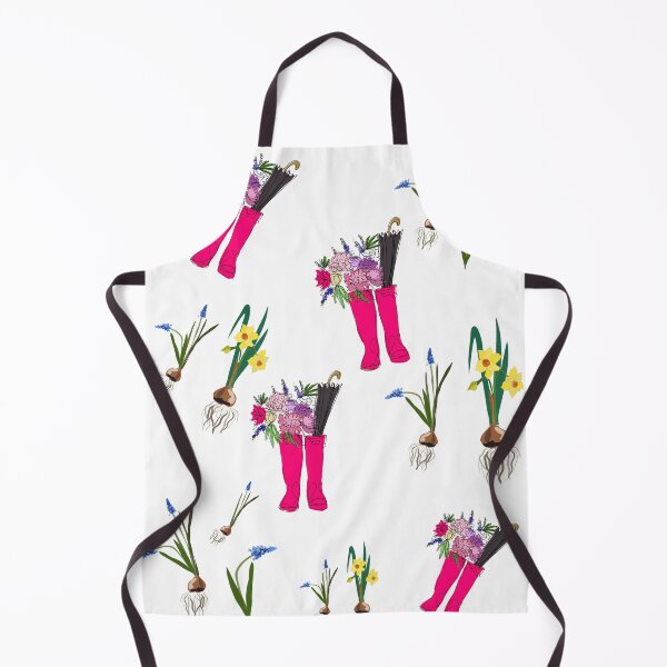 Item preview, Raspberry pink rain boots and spring flowers designed and sold by orangerinka.