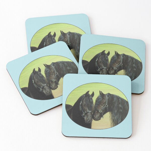 Item preview, Black Friesian Horses (blue) designed and sold by SandraWarmerdam.