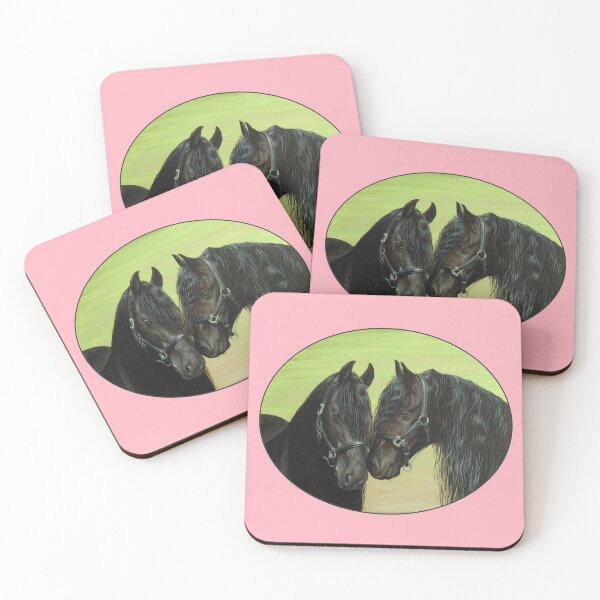 Item preview, Black Friesian Horses (pink) designed and sold by SandraWarmerdam.