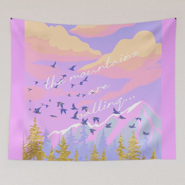 Item preview, The mountains are calling dreamy sunset landscape designed and sold by orangerinka.
