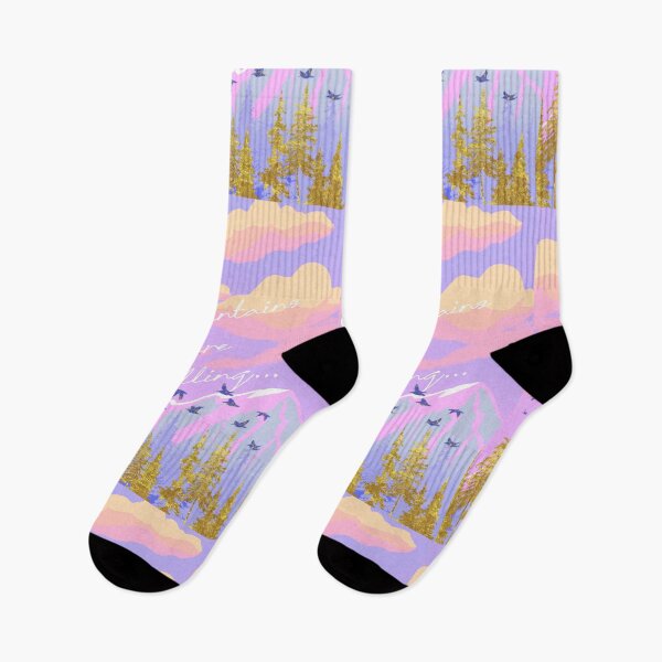 Item preview, The mountains are calling dreamy sunset landscape designed and sold by orangerinka.