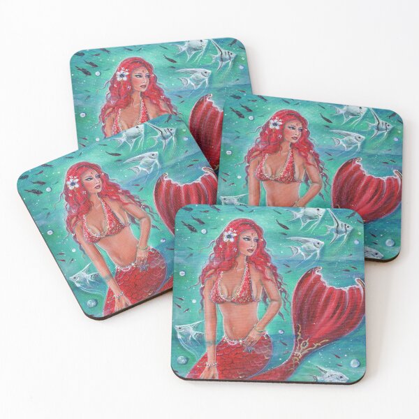 Item preview, Red Mermaid "Vivian" ocean tropical fish fantasy by Renee Lavoie designed and sold by Renee Lavoie.