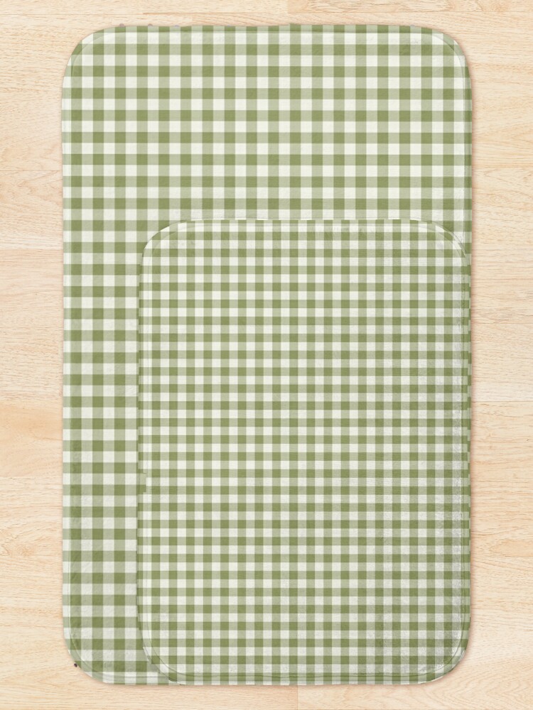 Checkerboard Mini Check Pattern in Sage Green and Off White Bath