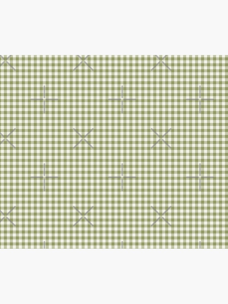 Disover Sage Green and White Gingham Checkered Pattern Aesthetic Shower Curtain