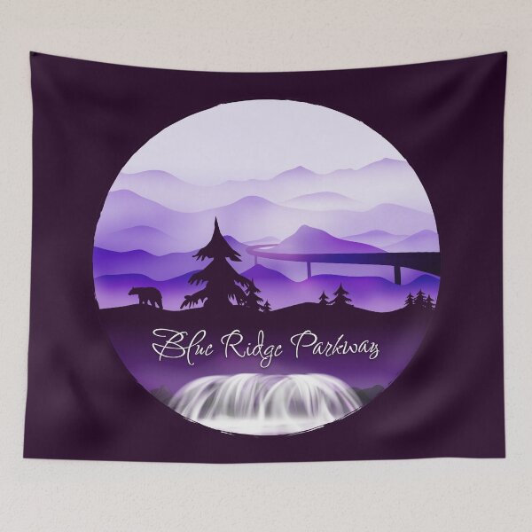 Item preview, Blue Ridge Parkway - Waterfall, Black Bear, Mnts - 28 Purple designed and sold by serenaking.