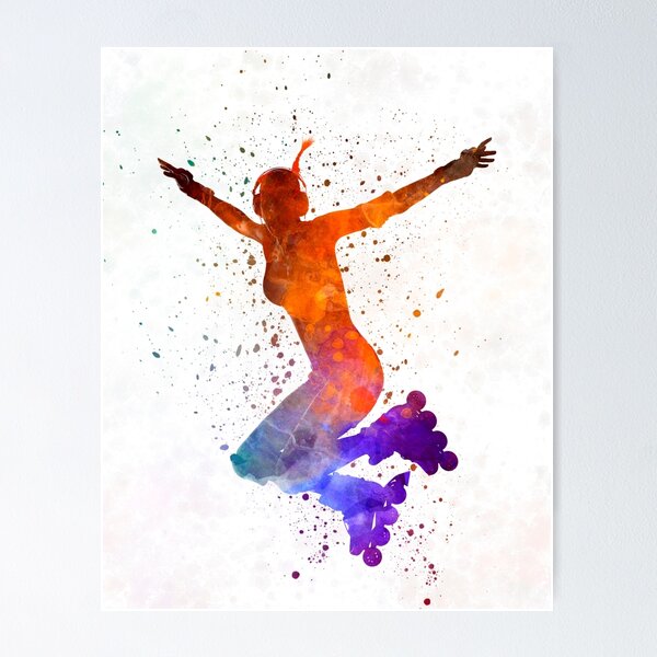 Item preview, Woman in roller skates 07 in watercolor designed and sold by paulrommer.