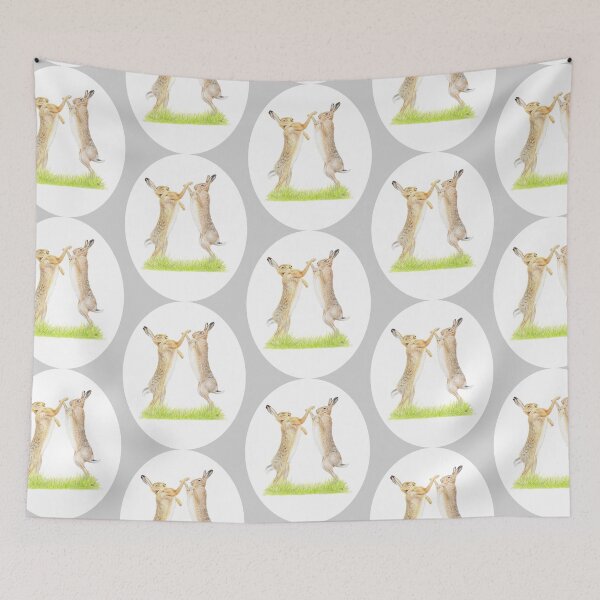 Item preview, Boxing Hares Drawing (grey) designed and sold by SandraWarmerdam.