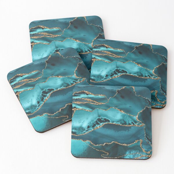 Item preview, Luxurious Turquoise Blue and Gold Shimmer Agate  designed and sold by aartidote.